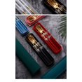 thumbnail image 3 of 4 Pcs Portable Stainless Steel Tableware Set, Dishwasher Safe Reusable Flatware Cutlery Set, Include Fork Spoon Chopsticks with box (Golden green), 3 of 4