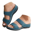 thumbnail image 4 of DAFEI Women's Thick Soled Leather One Strap Hollow Out Casual Open Back Solid Color Sandals, 4 of 8
