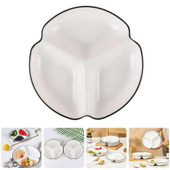 Soimiss White Ceramic Divided Plates for Home Multi-Functional Use Easy to Clean