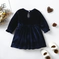 thumbnail image 3 of Kucnuzki Newborn Baby Girl Clothes 9 Months Fall Winter Dress 12 Months Long Sleeve Solid Color Lace Ribbons Elegant Velet Dress Blue, 3 of 7