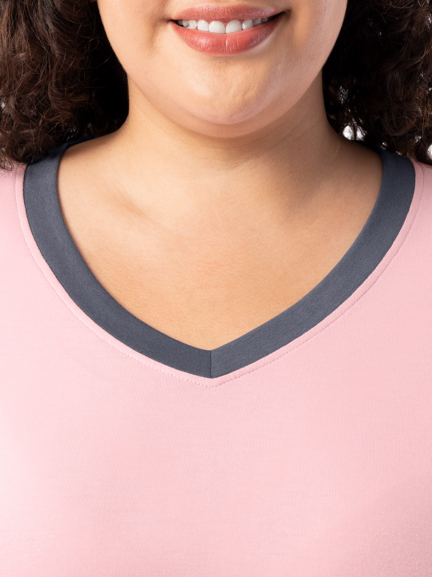 Fruit of the Loom Women's Soft & Breathable V-Neck Short Sleeve Top & Pajama Pant Set, Sizes S-4X
