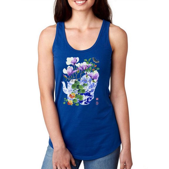 Artshine Magnolias And Nasturtiums Racerback Tank Women -Gabby Malpas Designs, Female x-Small