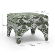 TOV Furniture Raji Olive Green Leopard Jacquard Ottoman