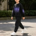 thumbnail image 4 of NAISIBABY Boys 2 Pieces Outfit Sets, Pants +Sweatshirt Long Sleeve Crewneck Graphic Set Purple Size 12, 4 of 6