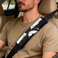thumbnail image 6 of Xixirimido Butterfly Music Notes Black White Print Car Seat Cover Set of 5 Pieces Front Seat Covers with Matching Seat Belt and Center Console Covers PU Leather Fits Most Vehicles, 6 of 8