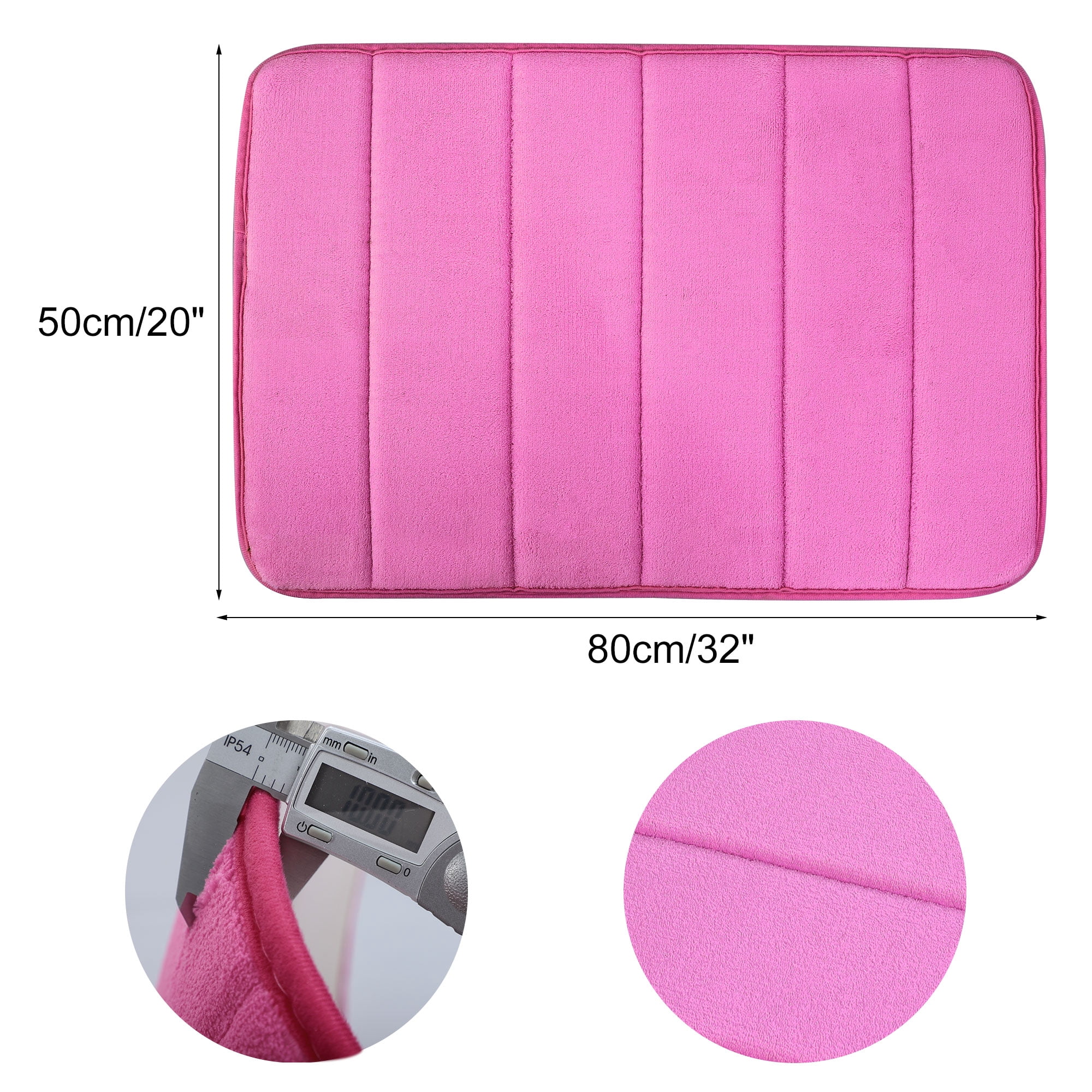 Unique Bargains Solid Contemporary Memory Foam Bath Rug Hot Pink 32"x20"