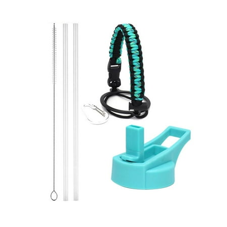 

Flask Straw Lid for Wide Mouth Hydro Insulated Sports Water Bottles with Carabiner Handle Cleaning Brush and 2 Straws