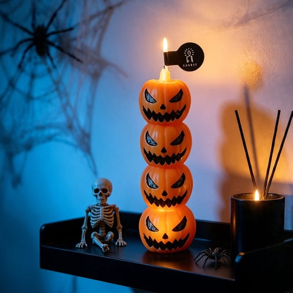 Honmine Gothic Halloween Dinner Candle Set, Weird Finger Shaped Taper Candle, Pumpkin Stack Candle for Indoor Holiday Table, Mantel Decor