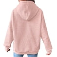 thumbnail image 4 of Womens Hoodies Casual Long Sleeve Drawstring Waffle Pullover Tops Loose Hooded Sweatshirt with Pocket Pink 4XL, 4 of 5