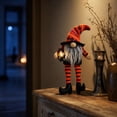 thumbnail image 5 of Halloween Faceless Gnome Doll, Striped Long-Leg Witch Hat with Broom Figurine, Spooky Tabletop Ornament for Home Party Home Shelf Mantel Decor, 5 of 6