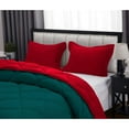 thumbnail image 5 of DNG Creations 3 Piece Solid Reversible Diamond Pattern Comforter 550 GSM All Season 800 TC, 100% Egyptian Cotton - Oversized Queen - Size ( Teal/Red Colour ), 5 of 7