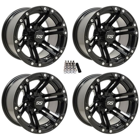 GTW Specter 12" Golf Cart Wheels/Rims Black Yamaha