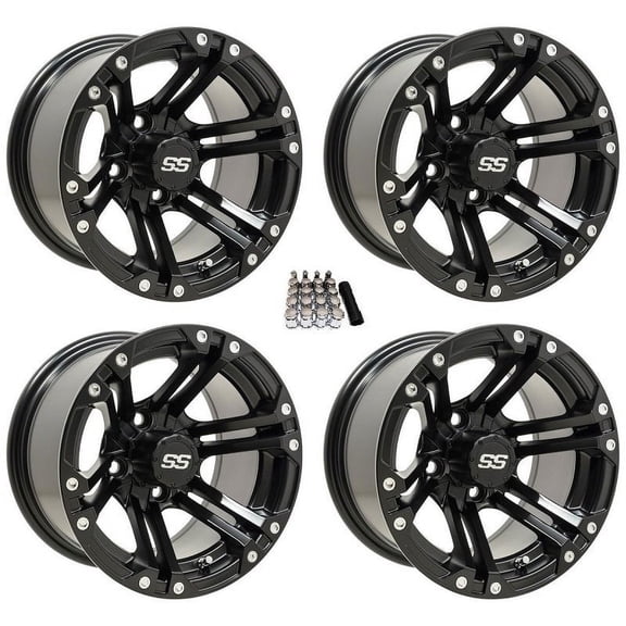 GTW Specter 12" Golf Cart Wheels/Rims Black Yamaha