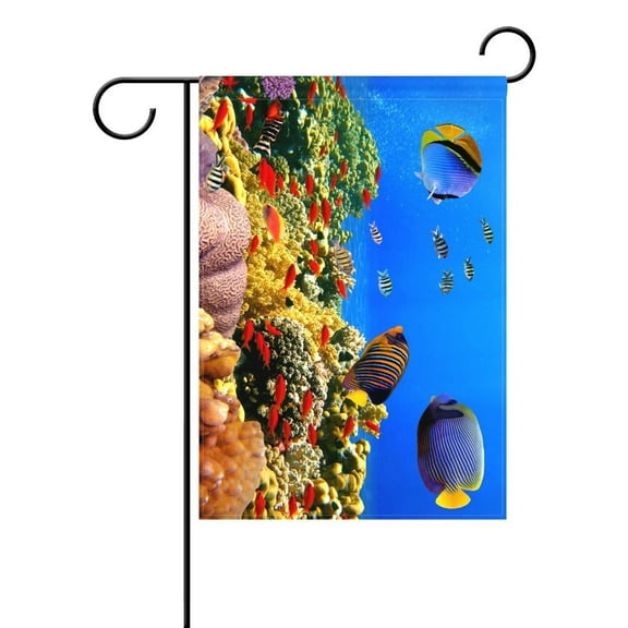 POPCreation Tropical Ocean Fish Garden Flag Underwatwer World Outdoor Flag Home Party 28x40 inches