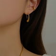 thumbnail image 3 of Lightweight Teardrop Gold Hoop Earrings for Women - Chunky 14k Gold Plated Pull Through Earrings Huggie High Polished Statement Jewelry Gift for Women trendy Black, 3 of 6