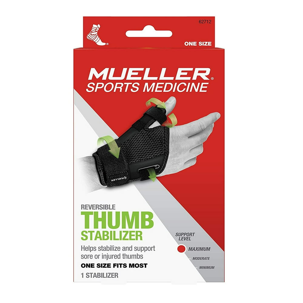 Mueller Sports Medicine Reversible Thumb Stabilizer, Black Wrist Fits