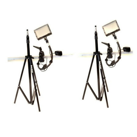 Bescor Grip-182K Gripper Gooseneck Bi-Color 2-Light Kit Includes 2x FP-180 Dimmable LED Light 2x Gooseneck Arm 2x Gripper Clamp 2x AC-180 Power Supply and 2x LS-180 Light Stand