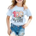 thumbnail image 1 of LUOGENLI T-Shirt pour Filles Enfants Mode Décontractée Imprimé Col Rond Ample Manche Courte T-Shirt Haut Maxi Hauts avec Shorts Bleu Clair 10-11 Ans, 1 of 4