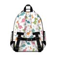 thumbnail image 3 of White Dinosaurs Flowers Pattern Cute School Backpack Bag for School with Padded Back and Adjustable Shoulder Straps 15.25"x11.5"x5.25", 3 of 5