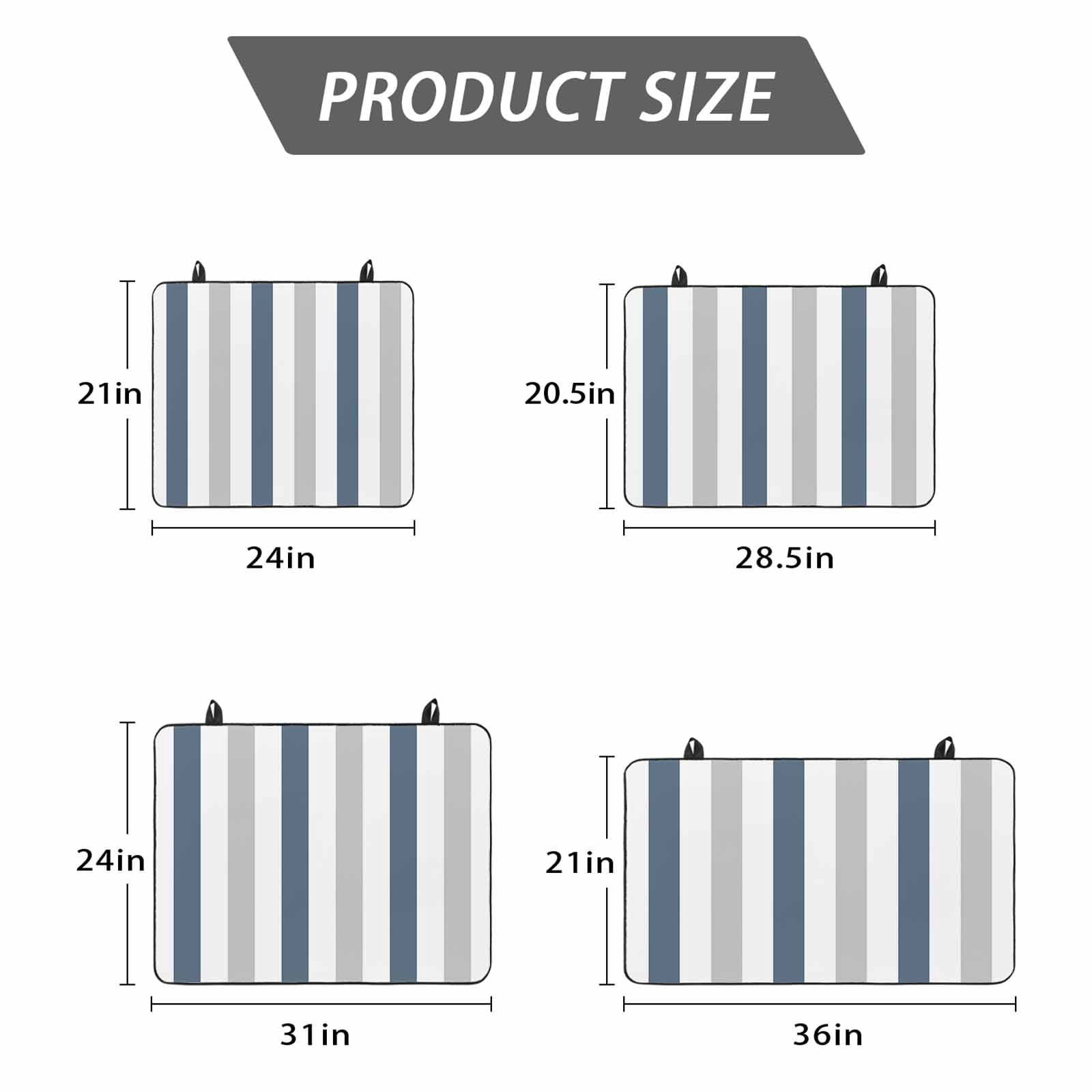 Blue Gray Striped Stove Top Cover for Electric Stove, Heat-proof & Non Slip Glass Top Stove Cover Protector, Farmhouse Stripe Art Kitchen Flat Cooktop Rubber Mat 28.5x20.5 Inches