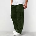 thumbnail image 2 of Wavsuf Cargo Pants for Men, Multi Pockets Casual Outdoor Straight Type Pleated Loose Fit Everyday Trousers Army Green L, 2 of 8
