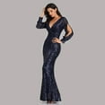 thumbnail image 5 of Sexy V-neck Mermaid Evening Dress Long Formal Prom Party Gown Full Sequins long Sleeve Galadress Vestidos Women Dresses, 5 of 8