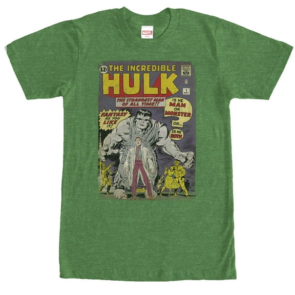 Men's Marvel Hulk Comic Book Cover Print Graphic Tee Kelly Heather X Large