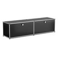 thumbnail image 3 of 2 Door Metal Storage Cabinet Modern Steel Lockers Free-Standing Storage Organizer for Living  Room 60"L x 14.8"W x 15.4"H Black, 3 of 5