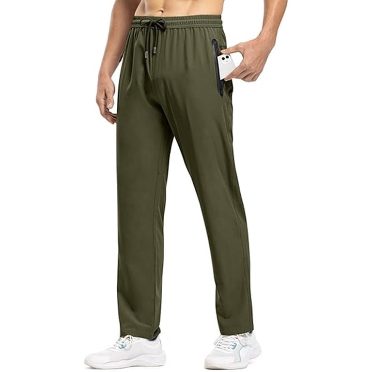 Yuncity Men Trousers Solid Color Mid Waist Elastic Drawstring