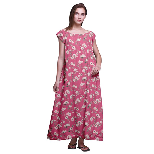 Bimba Chemises de Nuit pour Femmes en Rayonne Imprimée Manches Courtes Lingerie de Nuit pour Dames