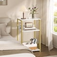 thumbnail image 6 of Large Record Player Stand, 3-Tier End Table with Vinyl Storage Up to 130 Albums, Industrial Turntable Printer Tables, Modern Side Tables for Living Room, Office, Gold, 6 of 9
