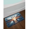 thumbnail image 2 of Ambesonne Lake Bath Mat, Sunset Horizon Dreamcatcher, 30.2" x 20", Slate Blue Orange, 2 of 3