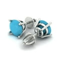 thumbnail image 2 of 4 ct Screw-Back Stud Earrings for Women | 8.0mm Round Cut Simulated Turquoise | 18K White Gold, 2 of 4