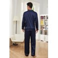 thumbnail image 5 of U2SKIIN Mens Silk Pajamas, Long Sleeve Men Satin Pajamas Set Striped Button Down 2-Piece Pjs Set,(Navy Stripe,M), 5 of 6