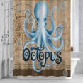 thumbnail image 2 of Summer Blue Sea Octopus Bathroom Shower Curtain, Nautical Vintage Ocean Wave Compass Linen Waterproof Washable Soft Bath Curtain for Bathtub Decor with 12 Hooks&Grommet, 60x72 Inch, 2 of 9