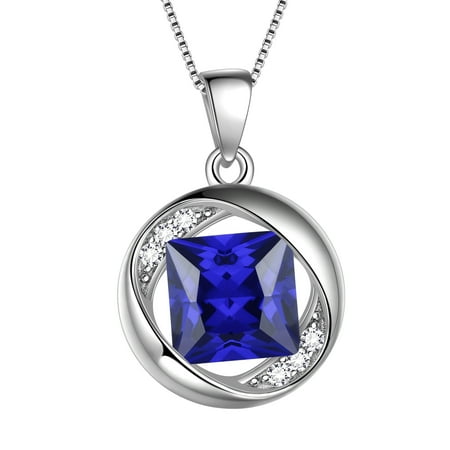 Beautlace 925 Sterling Silver Birthstone Necklace,Round Pendant CZ Birth Stone Jewelry for Women