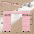 thumbnail image 3 of Pink Manicure Table Nail Desk for Nail Tech, Nail Table w/Electric Dust Collector, 4 Drawer&1 Cabinet Storage, Lockable Rolling Wheels, Built in Power Outlet, Wrist Cushion, 3 of 10