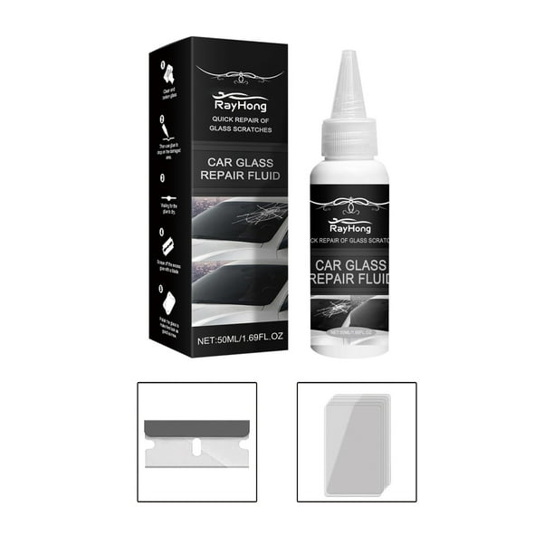 Pegamento Reparador de Vidrio para Automóviles 50ml | Kit rápido de reparación de astillas de grietas en el parabrisas: adhesivo líquido fácil de bricolaje para arañazos de virutas de ventanas de
