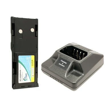 HNN9628 Battery and Charger for Motorola GP300, CP450, WPNN4044AR, Radius GP300, GTX Two-Way Radio (1800mAh, 7.5V, NI-MH)