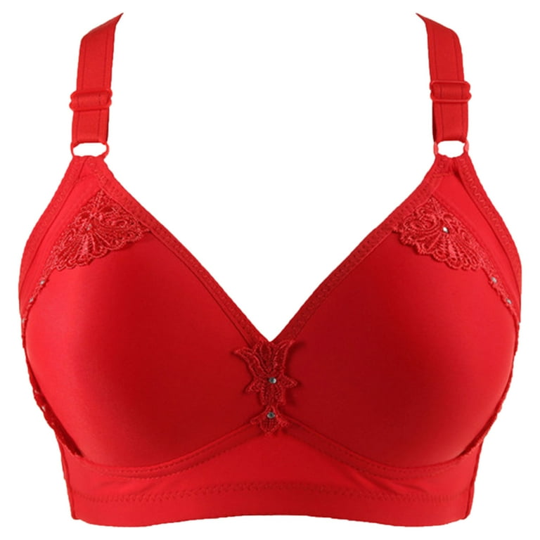 Sports Bras for Women Underwire Push Up Bralettes Solid Red 42D