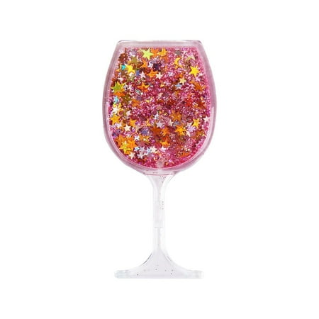 Multi Surface Adhesive Gel (Valor Liquid Quicksand Floating Glitter Adhesive 3M Decal Sticker for Cellphone any Flat Surface - Wine Glass/Pink)