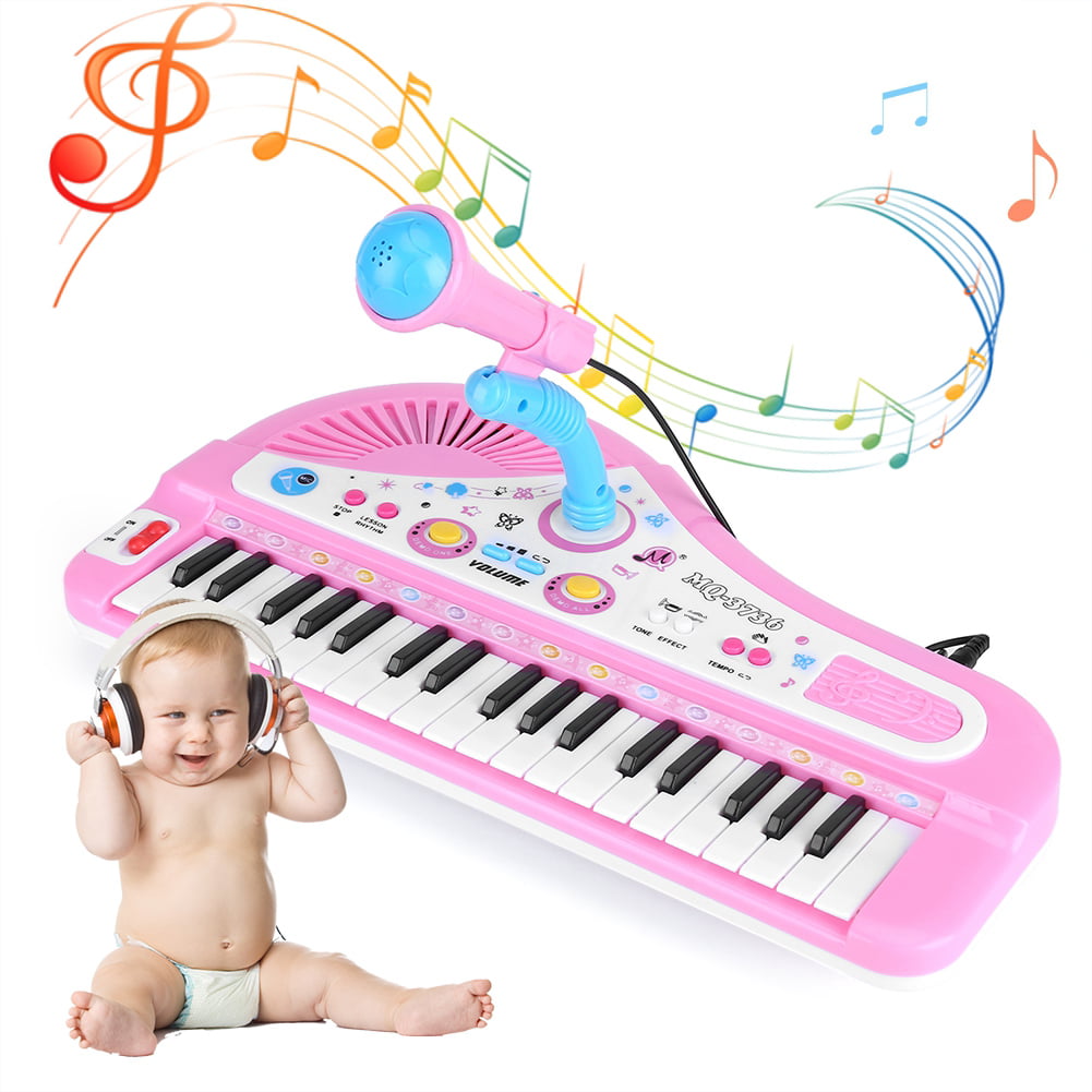 Yosoo Health Gear Electronic Keyboard Digital Piano 37 Keys 13in Portable Electric Piano Instrument with Microphone Educational for Kids Piano Playing 
