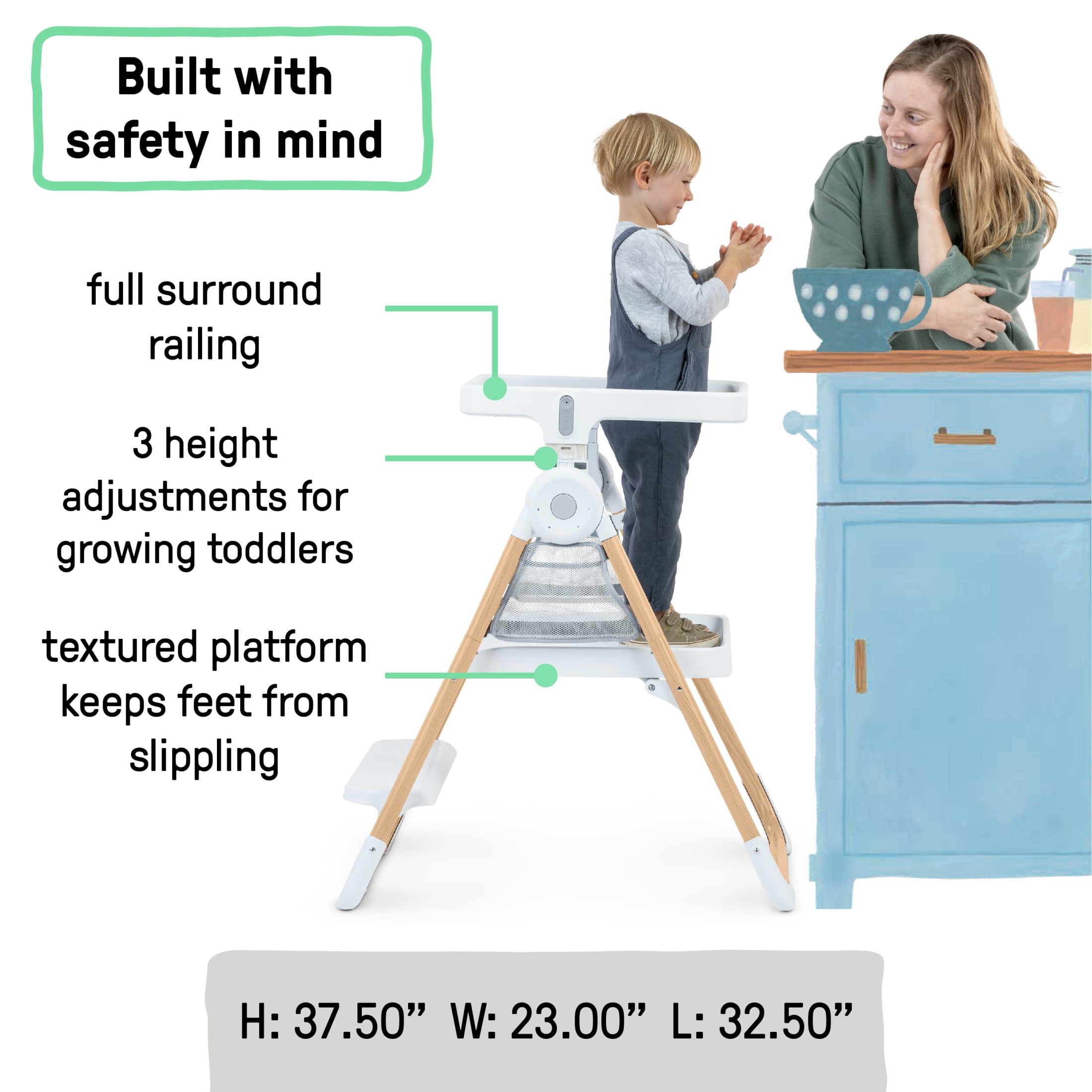 Ingenuity Table to Tower 2-in-1 Step Stool - Kitchen Tower - Play Table - Fold to Store - 18M-4Y