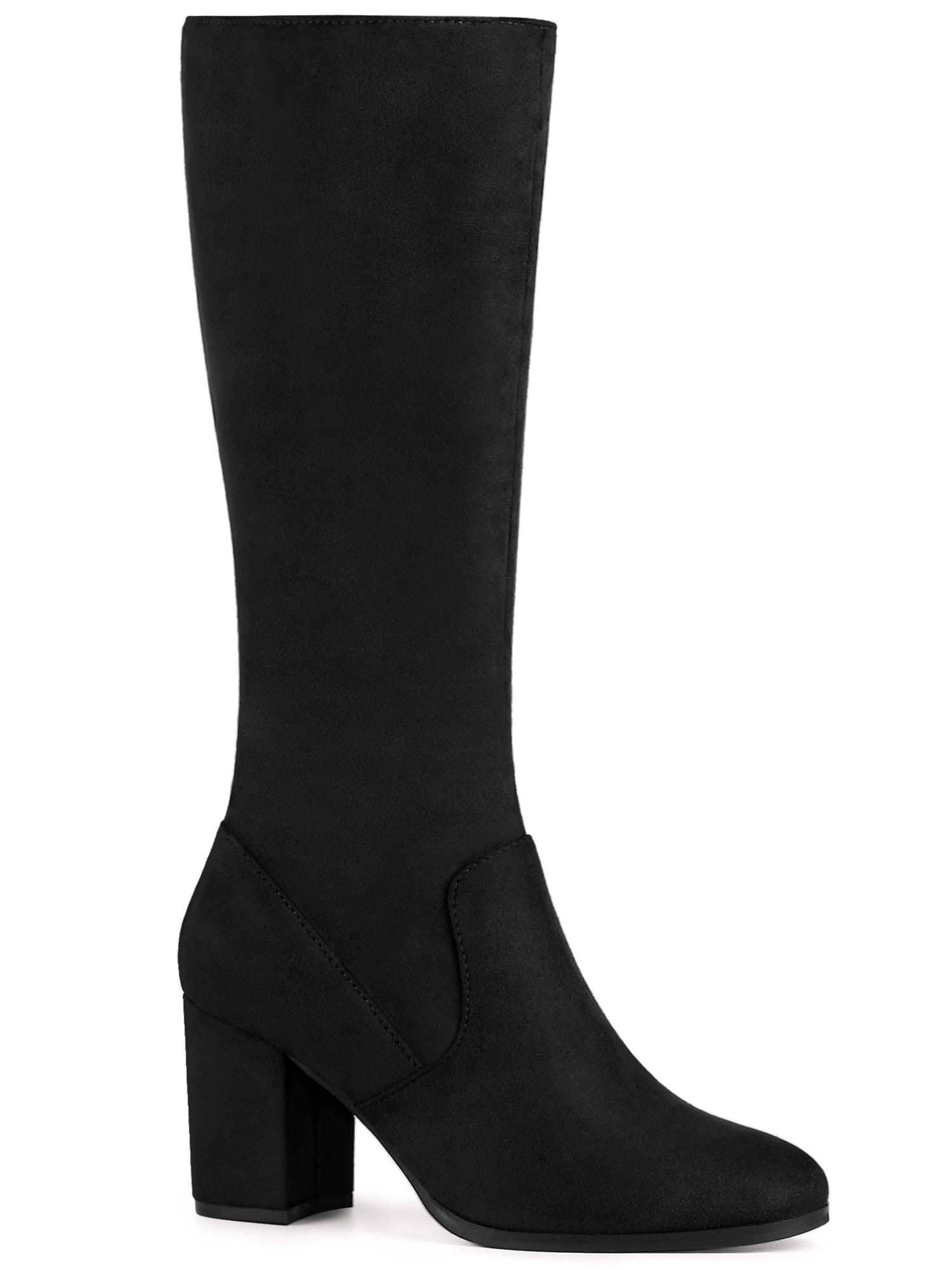 Perphy Womens Round Toe Chunky High Heels Knee High Boots 