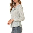 thumbnail image 4 of MODA NOVA Junior's Ruffle Tie Neck Top Chiffon Shirt Elegant Floral Blouse White 2XL, 4 of 5