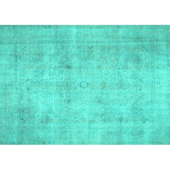 Ahgly Company Machine Washable Indoor Rectangle Persian Turquoise Blue Traditional Area Rugs, 5' x 8'