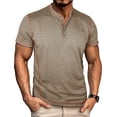 thumbnail image 2 of MLQIDK Men's Loose Casual Button Down Short Sleeve Shirt Breathable Comfort Fit Everyday Wear Summer Top for Men Stylish Relaxed Fit Khaki L, 2 of 7