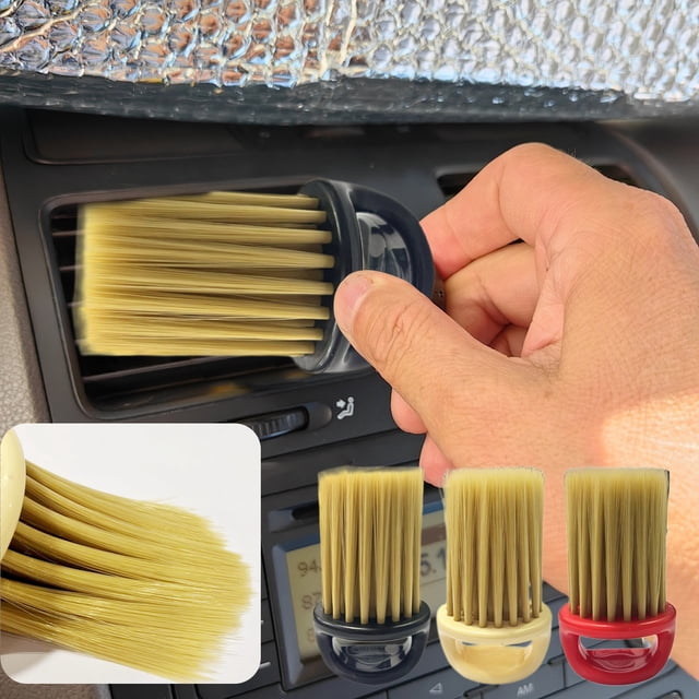 Cepillo para limpieza de ventilación de coche | Herramienta de detallado interior para salidas de aire acondicionado | Cerdas suaves de precisión | Mango de plástico duradero | Manual para sedanes