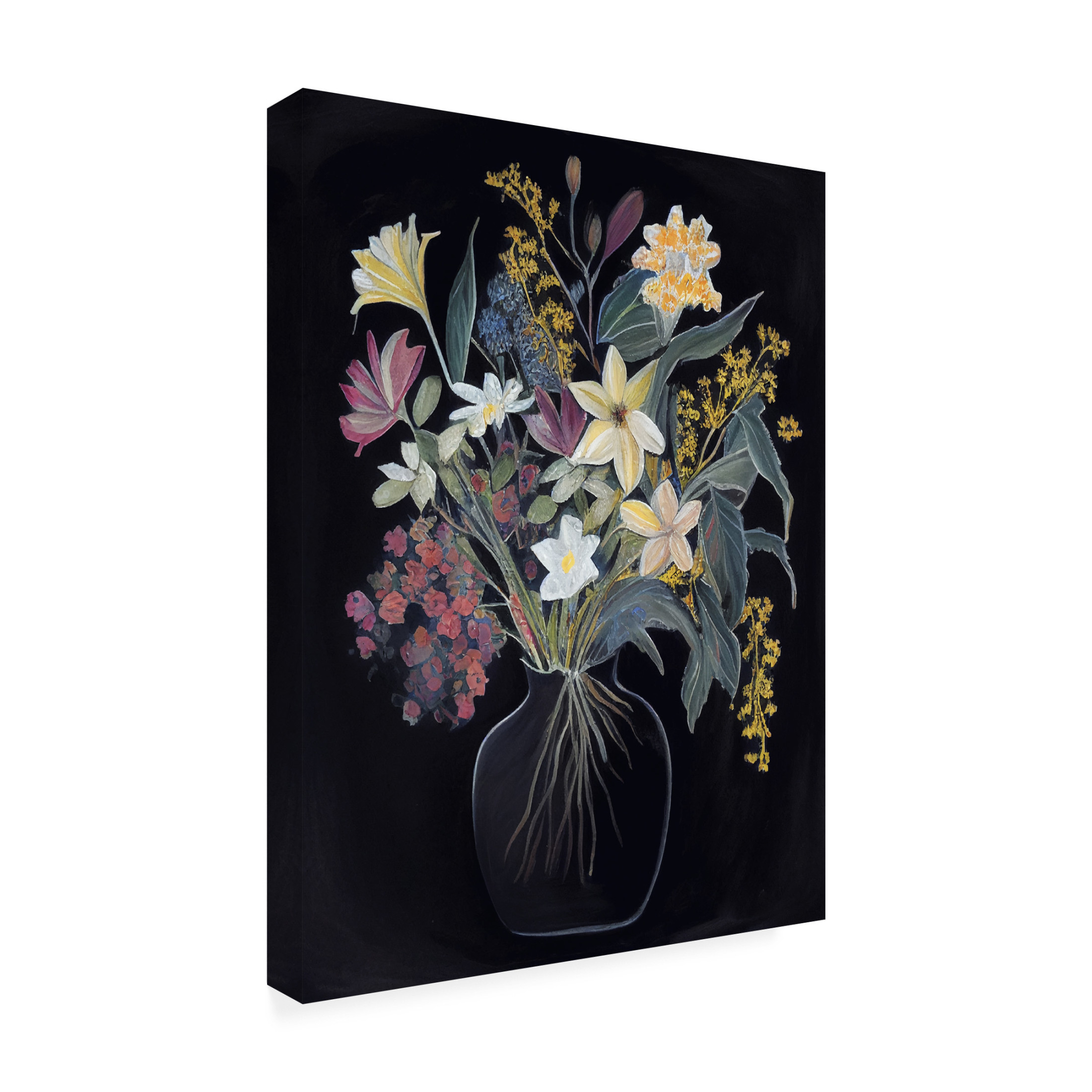 Canvas Wall Art - Sasha 'Flowers of the Night IV' Wall Art for Living Room, Bedroom, or Office Décor by Trademark Fine Art - 24 x 32 Inches