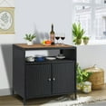 thumbnail image 2 of Litake Outdoor Wicker Storage Cabinet All Weather Resin Patio Bar Table, Black and Brown, 2 of 9